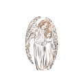 Angel with child pray.
